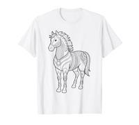 Cheval Mandala à Peindre soi-même T-Shirt Graphique avec Valeur, Homme, Blanc, XL