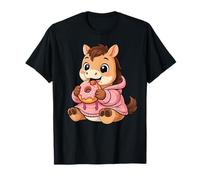 Cheval Mangeant Donut Graphique Cheval Kawaii Anime T-Shirt