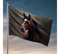 Cheval marron avec crinière blanche pour hommes, décoration de grotte, drapeaux de marquage (60 x 90 cm)