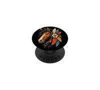 Cheval Marron bohème Floral Plume Lune Esprit Belle Femme PopSockets PopGrip Adhésif