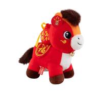 Cheval mascotte chinois - 2026 trésor en peluche, forme décorative mignonne, accent charmant | Bureau café table showcase cadeau collection souvenir résidence étude nook présentation pièce cadeau