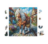 Cheval médiéval en Armure 100 Pièces Puzzle Amateur d'art en Carton Anti-Déchirure Difficile Niveau Expert Décoration Murale Salon Idée Cadeau Saint Valentin 28x28cm