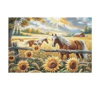 Cheval mer de Fleurs Tournesol 1000 Pieces Casse tête pour Ado en Carton Épais Rigide Animal Animal de Compagnie Faune Sauvage Facile Débutant Jeu De Société Soirée Entre Amis Cadeau Anniversaire Pre