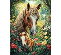 Cheval mère et Son Poulain 500 Pièces Puzzle Expert Confirmé en Carton Rigide Haute Densité Animaux et Plantes Très Difficile Motif Complexe Décoration Murale Cadeau Premium 500 PCS