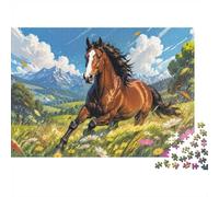 Cheval Montagne Fleur Puzzle, 1000 Pièces Jeu Difficile pour Adultes | 70x50cm Carton, Passe-temps Intellectuel, Décoration Intérieure, Calme D’humeur, Admirateurs D’art
