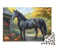 Cheval Noir Automne Puzzle 1000 Pièces Educa Jouet Cadeau Unique Décoration Intérieure Animaux Jeu Éducatif Challenge Toy Adultes & Enfants des 14 Ans 52x38cm/1000pcs