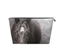 Cheval Noir avec Coeur, Trousse de Toilette Trousse de Maquillage Sac à cosmétiques Trousse de Toilette de Voyage Portable