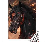 Cheval Noir Casse-tête Crinière Ardente 1000 Pièces Papier Recyclé pour Adultes - Jeu de Famille Difficile et Stimulant, Jeu & Cadeau Ludique 52x38cm/1000pcs