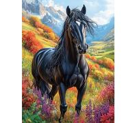 Cheval Noir Courant 1000 Pieces Casse-tête Amateur d'art en Carton Haute Qualité Contes de fées Animaux Sauvages fantastiques Difficile Niveau Expert Décoration Murale Cadeau Fête des Mères Haute Qu