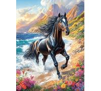 Cheval Noir Courant 500 Pieces Casse-tête Adulte en Carton Anti-Déchirure Contes de fées Animaux et Plantes Difficile Moyenne Décoration Murale Jeu De Société Anti-Stress Loisir Créatif 500 PCS