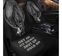 Cheval Noir, Entre, Assieds-Toi, Tais-Toi, Motif en Cuir Noir 2 Pièces Housses De Siège De Voiture Avant Durable Housse Couverture Couvre Sieges Souple Housse De Sieges Auto Universel