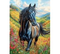 Cheval Noir forêt 500 Pieces Casse-tête Expert Confirmé en Carton sans Déformation Animal de compagnies Très Difficile Niveau Expert Jeu De Société Collection Cadeau Premium 500 PCS