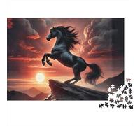 Cheval Noir Naviguer Puzzle 1000 Pièces avec Emboîtement Parfait, Puzzle d'art défi Entre Amis pour Un Tableau À Encadrer, Superbe Idée Cadeau 70x50cm/1000pcs