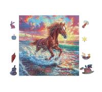 Cheval Noir Ocean 100 Pièces Puzzle Adulte en Carton Haute Densité Anti-Déchirure Difficile Haute Difficulté Anti-Stress Idée Cadeau Anniversaire Premium 28x28cm