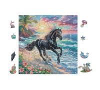 Cheval Noir Ocean 100 Pièces Puzzle Adulte en Carton sans Déformation Très Difficile Haute Difficulté Anti-Stress Décoration Murale Idée Cadeau Anniversaire 28x28cm