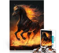 Cheval Noir Puzzles de 1000 pièces pour Adultes Jouets Jeux éducatifs Soulagement du Stress De Superbes Cadeaux et Jouets 38x26cm