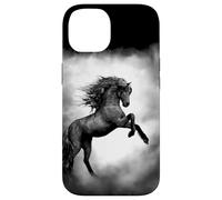 Cheval Noir Sauvage élevant avec crinière Fluide Coque pour iPhone 14