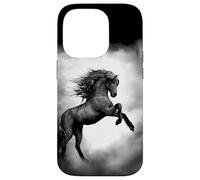 Cheval Noir Sauvage élevant avec crinière Fluide Coque pour iPhone 14 Pro