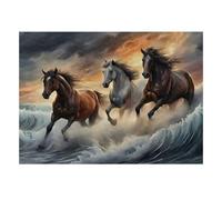 Cheval Océan Orage Puzzle, 1000 Pièces pour Adultes Haute Qualité