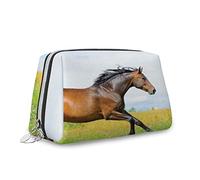 Cheval, organisateur de maquillage en cuir, Bay Horse court sur la prairie, sac à main, trousse de toilette, trousse de maquillage imperméable, multicolore, S, Multicolore 3, Taille unique, Trousse de
