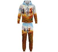 Cheval Patriotique imprimé en 3D Ensemble de survêtement pour Hommes Cool Animal Pattern Sweat à Capuche et Jogging Ensemble décontracté Sportswear 2 pièces