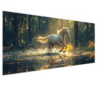 Cheval Peinture Diamant Adulte, 5D DIY Forêt Diamond Painting Adulte, Diamond Painting Strass Point de Croix Cristal Art Kit Broderie Diamant, Diamond-painting Grand pour Maison Salon 250x100cm G-2