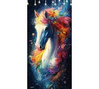 Cheval Peinture Numero Adulte Feuilles Coloriage par Numero Adulte Kit de Peinture à L'huile sur Toile Bricolage pour Enfant, Paint by Numbers 50X100cm Pour Décoration Maison, Cadeau Femme W6-384