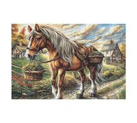 Cheval Pie 1000 Pieces Casse-tête pour Ado en Carton Haute Densité Épais Facile Débutant Jeu De Société Soirée Entre Amis Cadeau Fête des Pères 1000 PCS/75x50cm