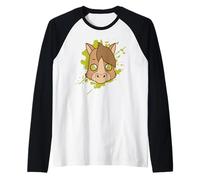 Cheval Poney en Japonais Style Kawaii Animal Manche Raglan