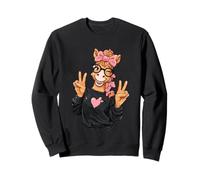 Cheval Poney Girl Clignotant Double Signe de Paix Pop Graphic Trippy Sweatshirt