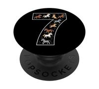Cheval pour 7e Anniversaire 7 Ans Cheval Poney Girl Equestre PopSockets PopGrip Adhésif