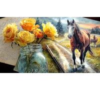 Cheval Puzzle 1000 pièces Jeu Familial Amusant & Stimulant Jeu pour Toute la Famille Cadeau pour Femmes et Hommes 38x52cm/1000pcs