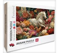 Cheval Puzzle 4000 Pièces Adultes, Fleur Puzzle Bois 141x87cm, Adultes Jeu éducatif Défi énigme avec Une Boîte d'emballage Exquise, Jeu Relaxant Détente Collection, pour Decoration Chambre, 2-7080
