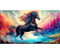 Cheval Puzzle pour Toute la Famille Cadeau pour Femmes et Hommes 1000 pièces Papier recyclé Jeu Familial Amusant & Stimulant Jeux éducatifs 38x52cm/1000pcs