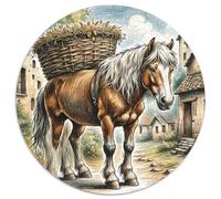 Cheval Puzzle Rond 1000 Pièces Good Friend Partner The Cheval Enfants Cadeaux Inspirational Voyage Célèbres Unique Décompression' Impossible Pression Réduite 1000pcs (67.5x67.5cm)