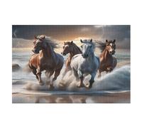 Cheval Puzzles en Bois 1000 Pièces pour Adultes, Matériaux Recyclables De Qualité Supérieure Puzzle, Jeu en Famille, （75×50cm）