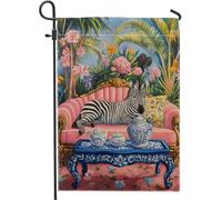 Cheval Rayé Dans Un Paradis Tropical Et Des Bois Colorés Drapeaux Décoratif Drapeau De Jardin Résistant Aux Intempéries Bannière Pour Bar Jardin Fête 30X45Cm