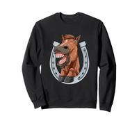 Cheval rire et montre les dents avec fer à cheval Sweatshirt
