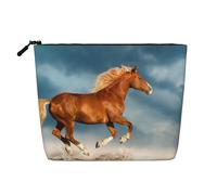 Cheval Rouge au Galop,Trousse de Toilette de Voyage Portable, Imitation Lin, en Lin.