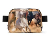 Cheval Sauvage Courant Contre la tempête de Sable,Sac Banane carré de Voyage, Sac de Poitrine décontracté, Sac Banane pour Hommes et Femmes