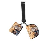 Cheval sauvage courant contre la tempête de sable,Sacoche de poignet pour sports de plein air, porte-monnaie portable, pochette portefeuille avec porte-clés détachable