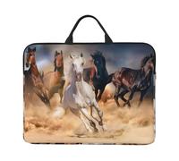 Cheval Sauvage Courant Contre Une tempête de Sable,Housse pour Ordinateur Portable 14 Pouces, Sacoche pour Ordinateur Portable, Mallette avec poignée