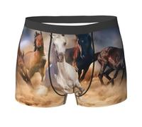 Cheval Sauvage Courant Contre Une tempête de Sable, sous-vêtements Boxers pour Hommes, Confortables, Doux et Extensibles