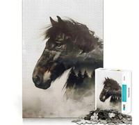 Cheval Sauvage dans la Nature Puzzle 1000 pièces pour Adultes Jeu de Concentration Découpe Laser de qualité supérieure Activité familiale Amusante en soirée (38x26cm)