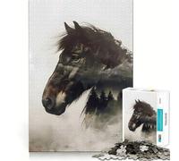 Cheval Sauvage dans la Nature Puzzle 1000 pièces pour Adultes Jeu de Concentration Découpe Laser de qualité supérieure Activité familiale Amusante en soirée (38x52cm)