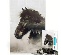 Cheval Sauvage dans la Nature Puzzle de 1000 pièces pour Adultes Jeu Stimulant l'esprit Surface Lisse sans bavures Passe-Temps Fascinant pour Les Moments de détente (50x75cm)