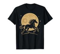 Cheval Sauvage Esprit Puissance Animal Lune Année Symbole T-Shirt