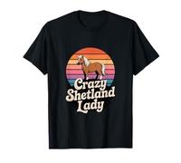 Cheval Shetland Pony « Crazy Shetland Lady » rétro équestre T-Shirt