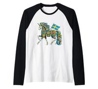 Cheval suédois Dala Art Populaire Drapeau suédois Dalahelmsoljd Cheval Manche Raglan