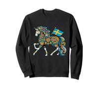 Cheval suédois Dala Art Populaire Drapeau suédois Dalahelmsoljd Cheval Sweatshirt